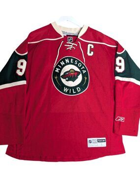 VTG Mikko Koivu #9 Minnesota Wild Reebok CCM Fight Strap Red Jersey Size L